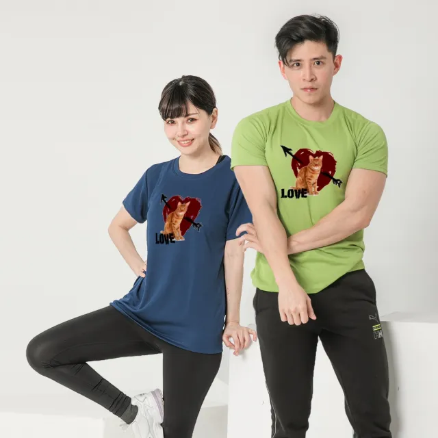 【台製良品】台灣製男女款 吸排短T-Shirt貓咪_C006-2件組(多色任選)
