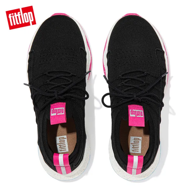 【FitFlop】VITAMIN FF e01 KNIT SPORTS TRAINERS全新繫帶運動休閒鞋-女(黑色)
