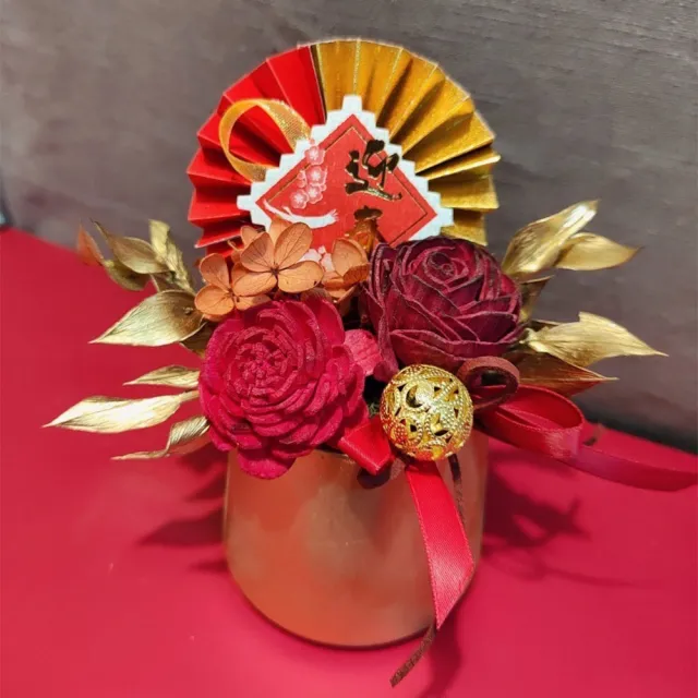 【OSTARA FLORIST 奧斯塔拉花藝】團圓迎春永生花禮(索拉擴香玫瑰花、永生配材、新年、過年、招財)