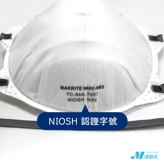 【淨舒式】Makrite｜N95_NIOSH認證防護口罩｜20片/盒｜杯型｜9600-N95(N95口罩)