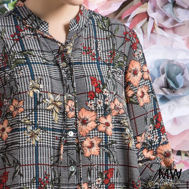 【MAGIQUE WARDROBE】千鳥格紋前短後長印花洋裝(千鳥格紋)