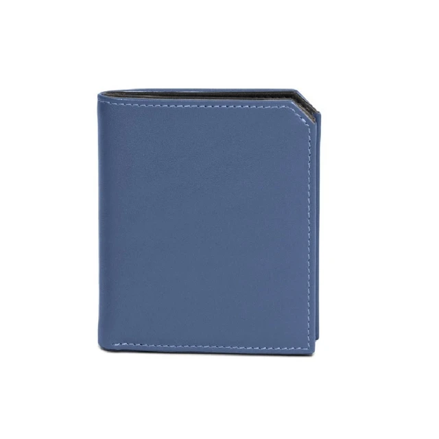 【CAMPO MARZIO】義式時尚 小牛皮撞色 8卡+1證件短夾(藍色)