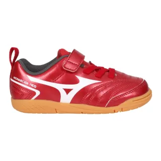 【MIZUNO 美津濃】16-21CM_MONARCIDA NEO II CLUB KIDS男中童足球鞋 紅灰白(P1GG222660)