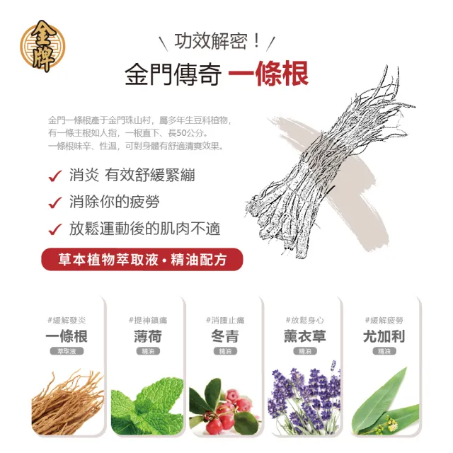 【Flowers 花芊】金牌 金門一條根精油舒緩霜 國際限定版 5入組(100g/1罐 外用強效型)