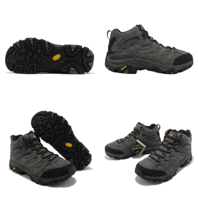 【MERRELL】登山鞋 Moab 3 Mid GTX Wide 寬楦 灰 黑 男鞋 防水 越野 郊山 戶外(ML035785W)