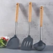 【OMG】北歐櫸木耐熱矽膠廚具3件組 不沾鍋中式炒鍋鏟(鍋鏟/湯勺/漏鏟)