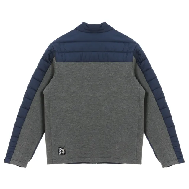 【PLAYBOY】異材質拼接保暖外套(藍色)