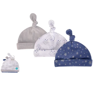 【Luvable Friends 甜蜜寶貝】100%純棉新生兒棉帽 保暖帽3件組_湛藍星空(LF52309)