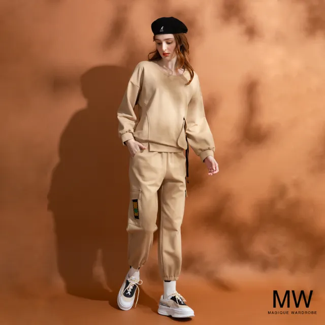 【MAGIQUE WARDROBE】貼布口袋縮口長褲(2色)