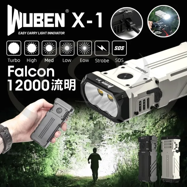 【WUBEN】錸特光電 Falcon X-1 12000流明 強光EDC小鋼炮(高亮泛光手電筒 PD快充 USB-C充電 X1 TM12K)