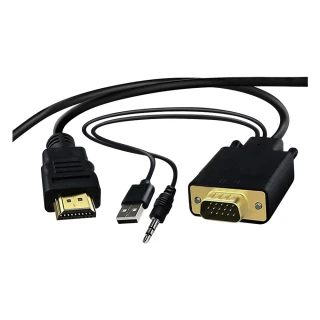 【台灣霓虹】VGA公轉HDMI公+3.5mm音頻公1.8米轉接線