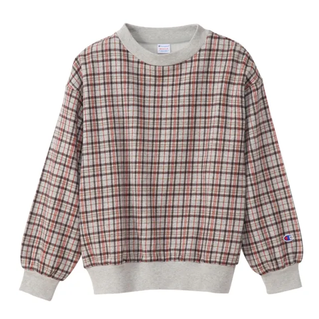 【Champion】官方直營 Womens 格紋大學Tee-女(灰色)