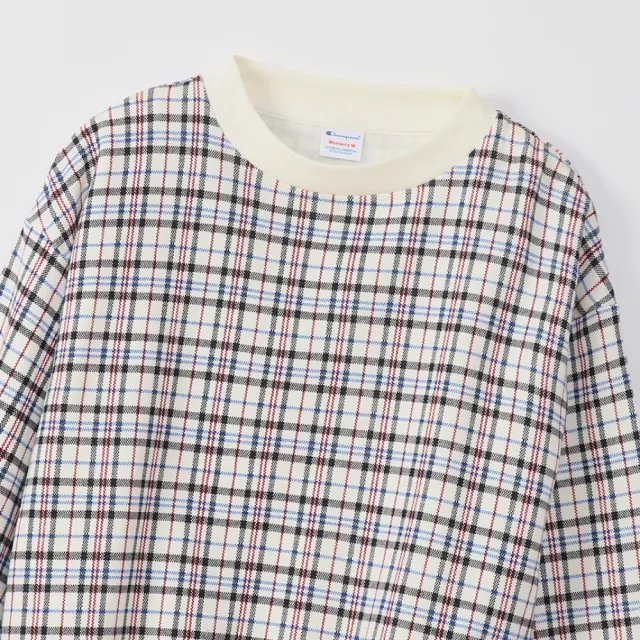 【Champion】官方直營 Womens 格紋大學Tee-女(白色)