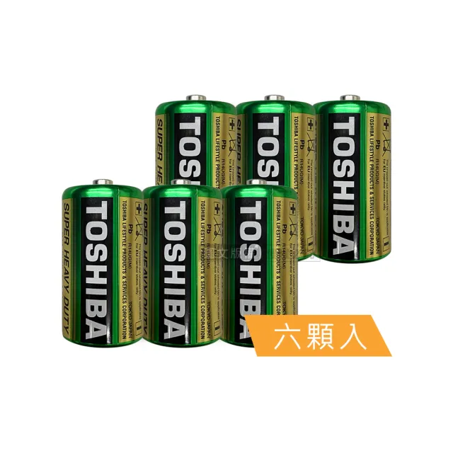 【TOSHIBA 東芝】環保碳鋅電池 R14UG 2號-6入(原廠公司貨)