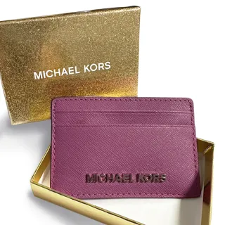 【Michael Kors】撞色防刮皮革票卡夾/證件夾-玫紅