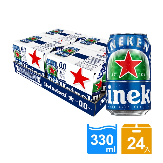 【Heineken 海尼根】海尼根00零酒精330ml鋁罐裝3箱(共72入)