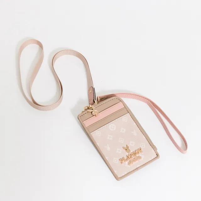 【PLAYBOY】證件套附頸掛繩與手挽帶 BALLERINA芭蕾兔系列(杏色)