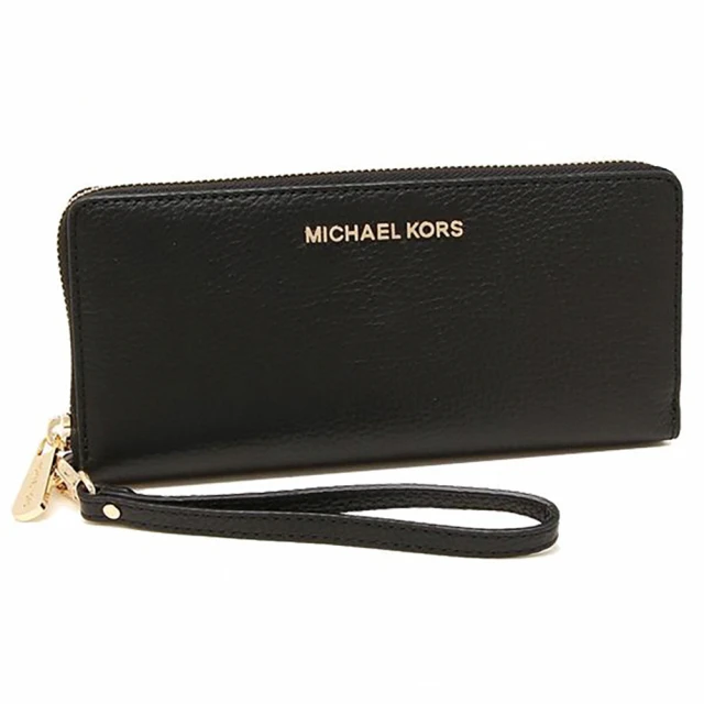 Michael Kors 素面皮革拉鍊長夾-黑色