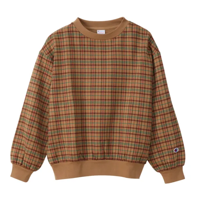 【Champion】官方直營 Womens 格紋大學Tee-女(棕色)