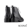 【SCONA 蘇格南】全真皮 經典率性綁帶短靴(黑色 8810-1)
