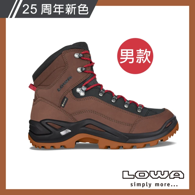 【LOWA】男 中筒多功能健行鞋 木棕/紅 RENEGADE GTX MID(LW310945-4740/防水登山鞋/健行鞋)