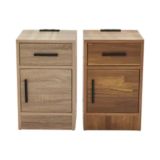 【艾米居家】台灣製-附插座木紋系列床邊櫃(床邊櫃 兩色可選)