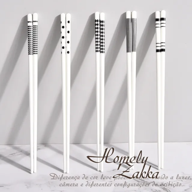【Homely Zakka】北歐經典復古黑白浪漫系列陶瓷筷子25cm_禮盒5雙組(餐具 筷子 碗筷 陶瓷餐具)