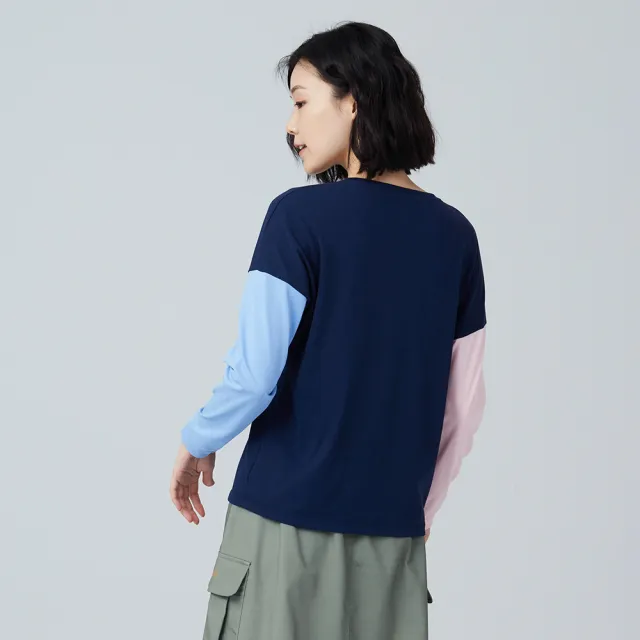 【BATIS 巴帝斯】撞色主題印花長 T - 女 - 三色(保暖、舒適)