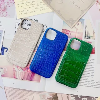 【LOYALTY】iPhone13/13Pro/13ProMax鱷魚皮質卡夾手機保護殼 綠色(手機保護殼與卡夾一體設計)