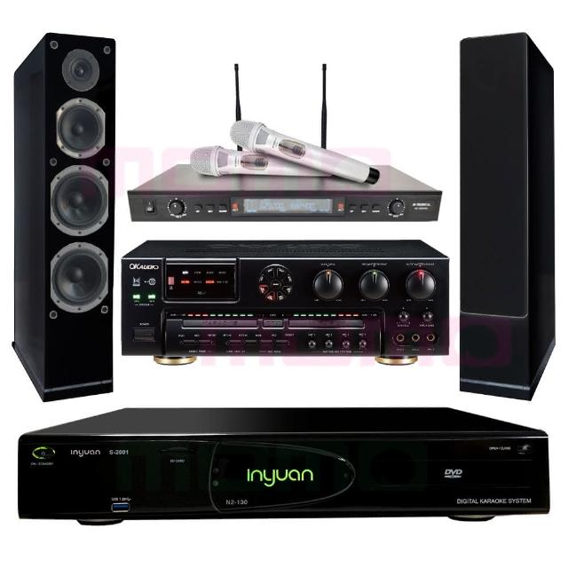 【音圓】S-2001 N2-130+OKAUDIO AK-7+OKAUDIO AK-7+AS-168 黑(點歌機4TB+擴大機+無線麥克風+喇叭)