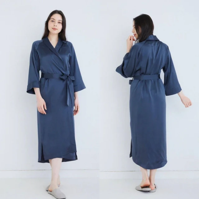 【Foo Tokyo福東京】日本純真絲睡袍睡衣/木碳灰(頂級6A/5A級100%蠶絲/日本製)