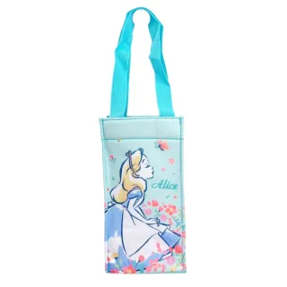 【小禮堂】Disney 迪士尼 愛麗絲夢遊仙境 方形保冷水壺袋 - 綠抬頭(平輸品)