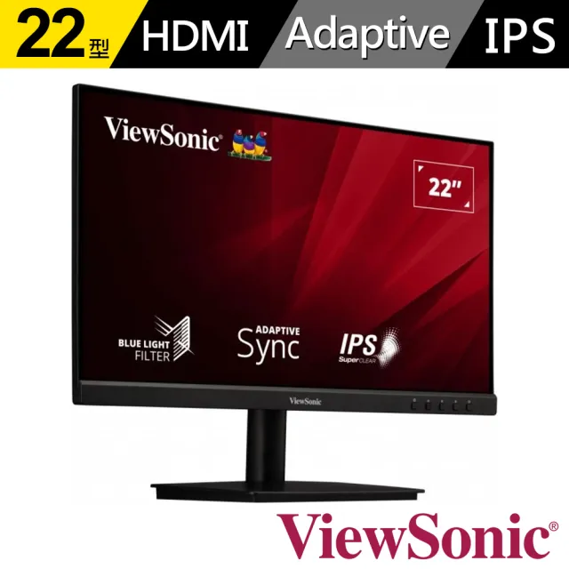 【ViewSonic 優派】VA2209-MH-100HZ 22型 IPS 75Hz 護眼電腦螢幕(內建喇叭/4ms)