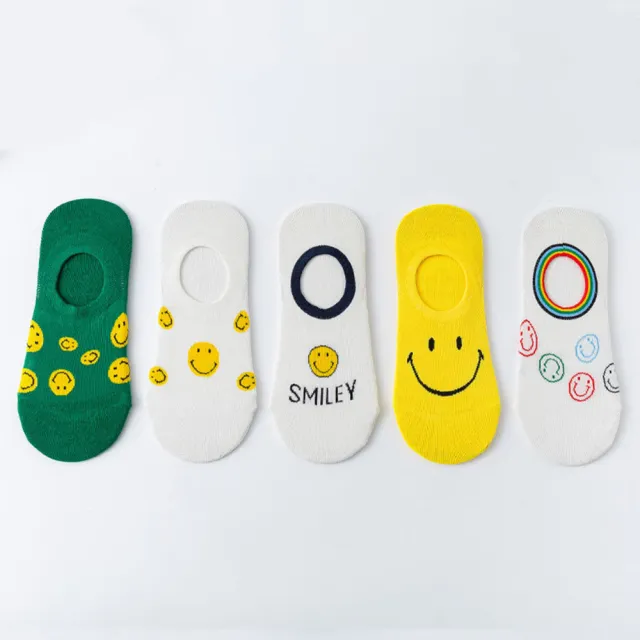 【Socks Form 襪子瘋】5雙組-SMILEY日系棉質隱形襪