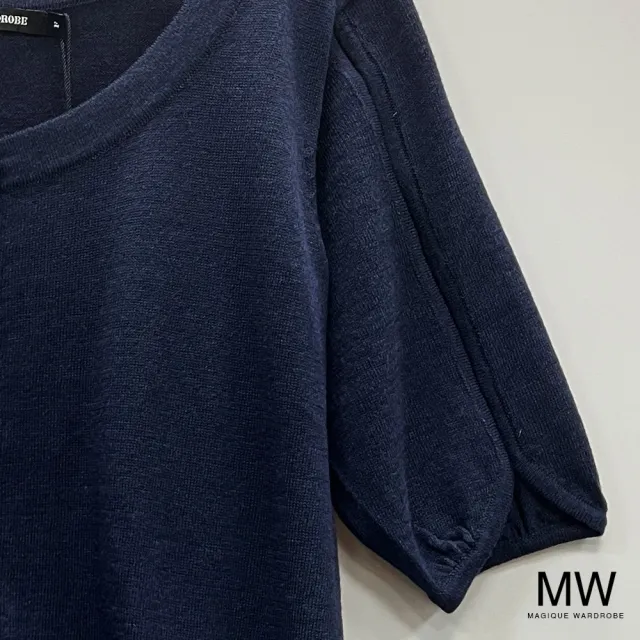 【MAGIQUE WARDROBE】圓領七分袖細針織上衣(3色)