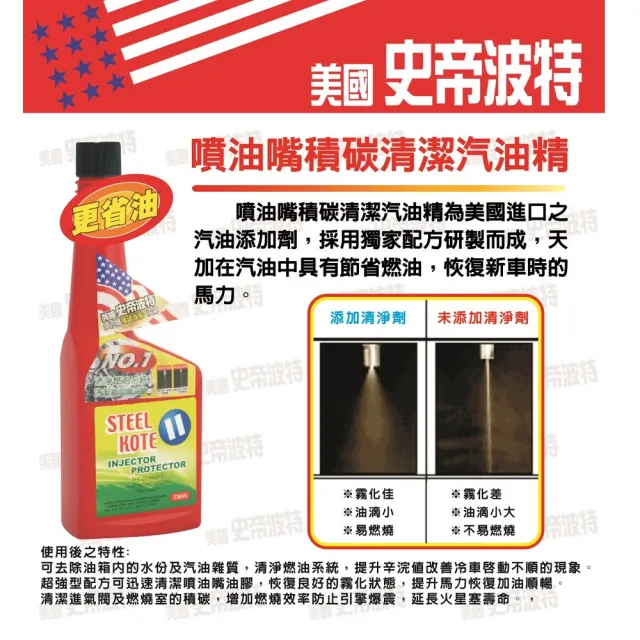 【STEEL KOTE美國史帝波特】美國史帝波特噴油嘴積碳清潔汽油精-5入組(汽油精 噴油嘴 除碳)