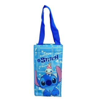 【小禮堂】Disney 迪士尼 史迪奇 方形保冷水壺袋 - 藍玩偶(平輸品)