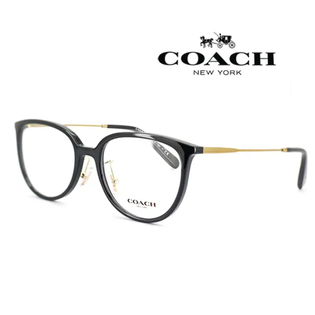 【COACH】時尚複合光學眼鏡 舒適可調鼻墊設計 HC6175D 5002 黑框淡金鏡臂 公司貨