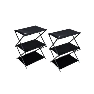 【NUIT 努特】布魯斯 摺疊布面三層架 黑色 日式三層架 戶外露營三層架  鋁合金 露營層架(NTF354兩入優惠)