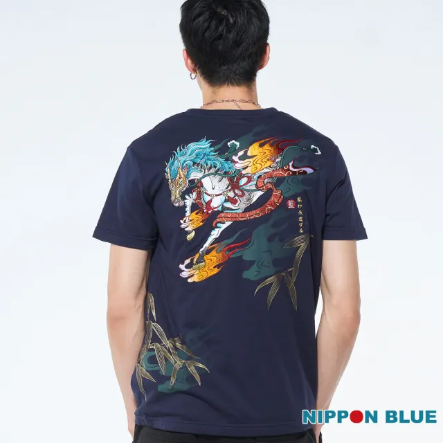 【BLUE WAY】男裝 金標烈火飛馬 短袖 上衣-日本藍