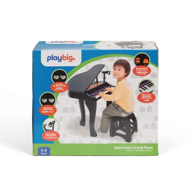 【ToysRUs 玩具反斗城】Play Big 兒童仿真三角鋼琴-黑 兒童樂器 兒童鋼琴 麥克風 錄音 播放 