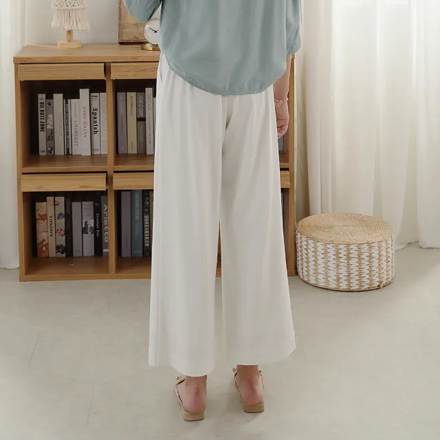 【CUMAR】條紋織帶裝飾寬版-女長褲 條紋 黑 白(二色/版型適中)