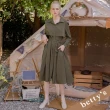 【betty’s 貝蒂思】風衣式壓褶腰帶翻領洋裝(綠色)
