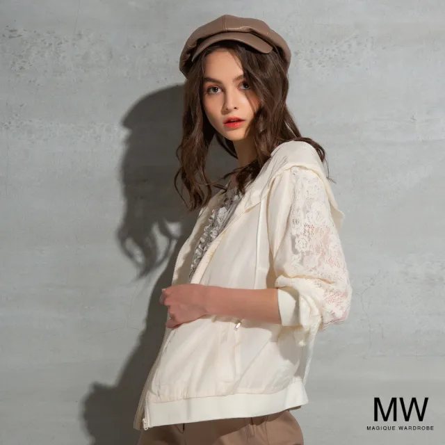【MAGIQUE WARDROBE】蕾絲拼接連帽外套(2色)