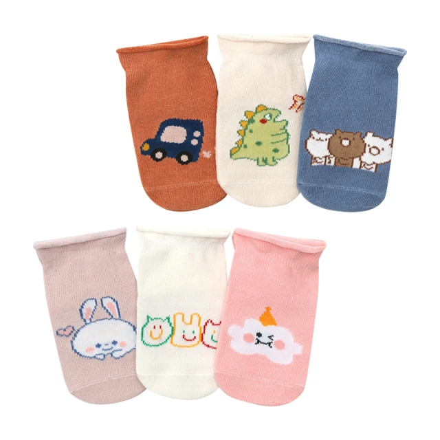 【JoyNa】3雙入-捲邊止滑襪 寶寶襪 學步襪(滿版大點膠.精梳棉襪)