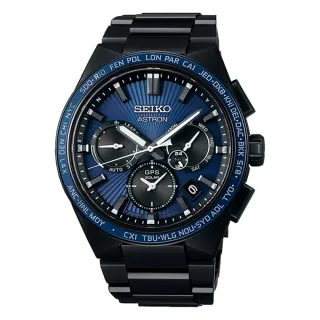 【SEIKO 精工】黑標GPS Astron GPS衛星定位 世界時間 陶瓷錶圈 環保太陽能三眼男錶(SSH121J1/5X53-0BV0B)