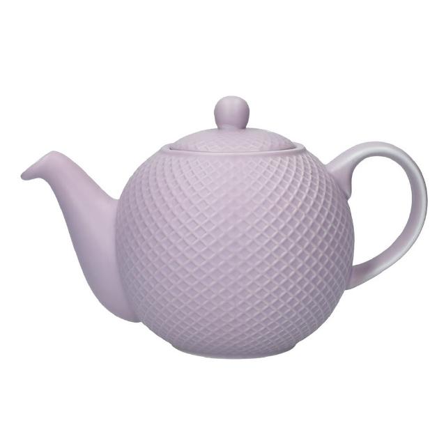 【LondonPottery】英國 Globe陶製茶壺 格紋紫900ml  / 泡茶 下午茶 茶具