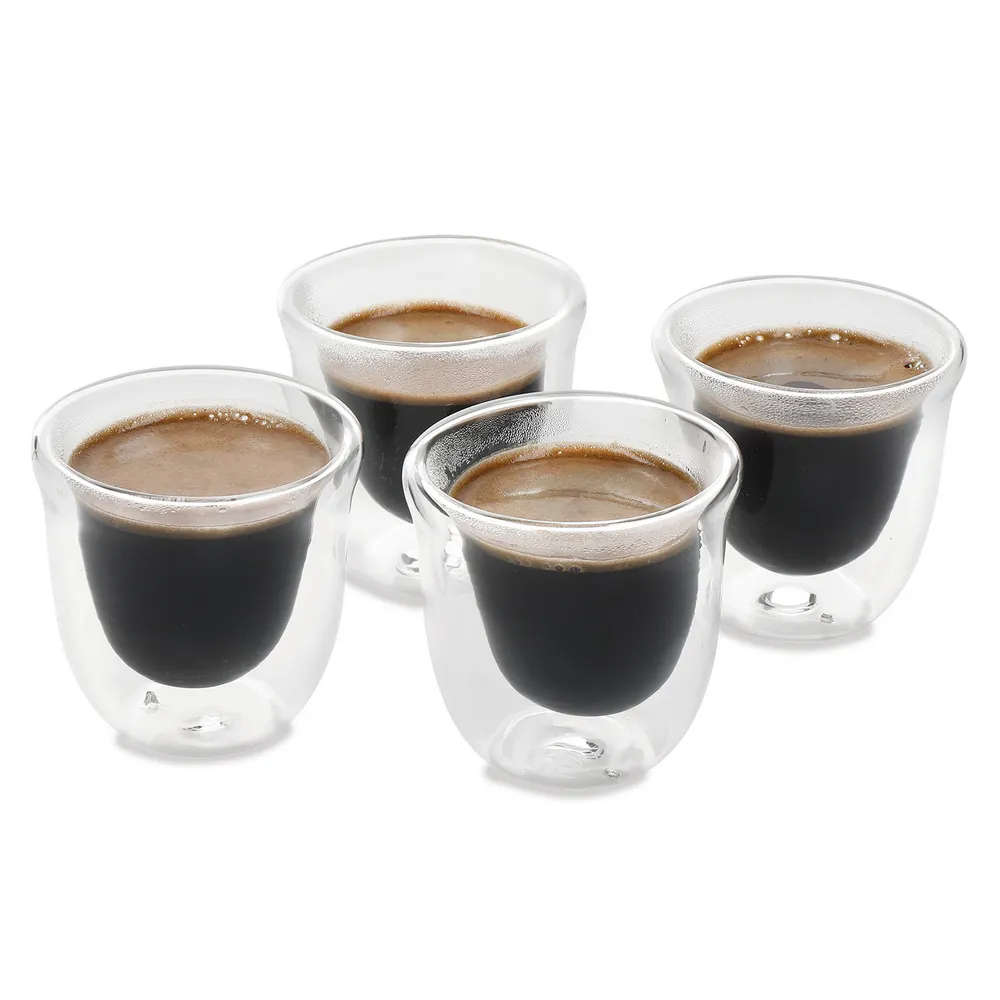 【LaCafetiere】雙層玻璃濃縮咖啡杯4入 75ml(雙層隔熱杯 義式咖啡杯 午茶杯)