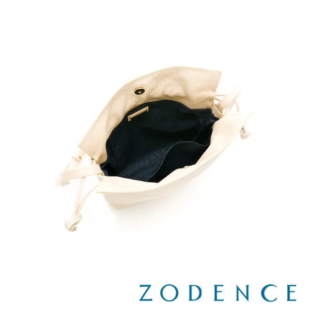 【ZODENCE 佐登司】LARA進口真皮抽繩手機包(米白)