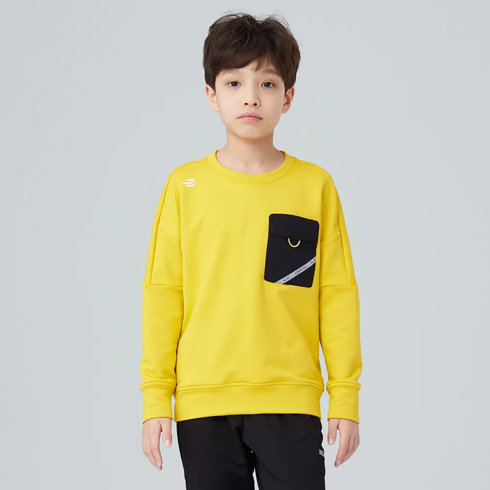 【BATIS 巴帝斯】異材質貼袋保暖大學 T - 男童 - 二色(吸濕排汗、蓄熱保暖)